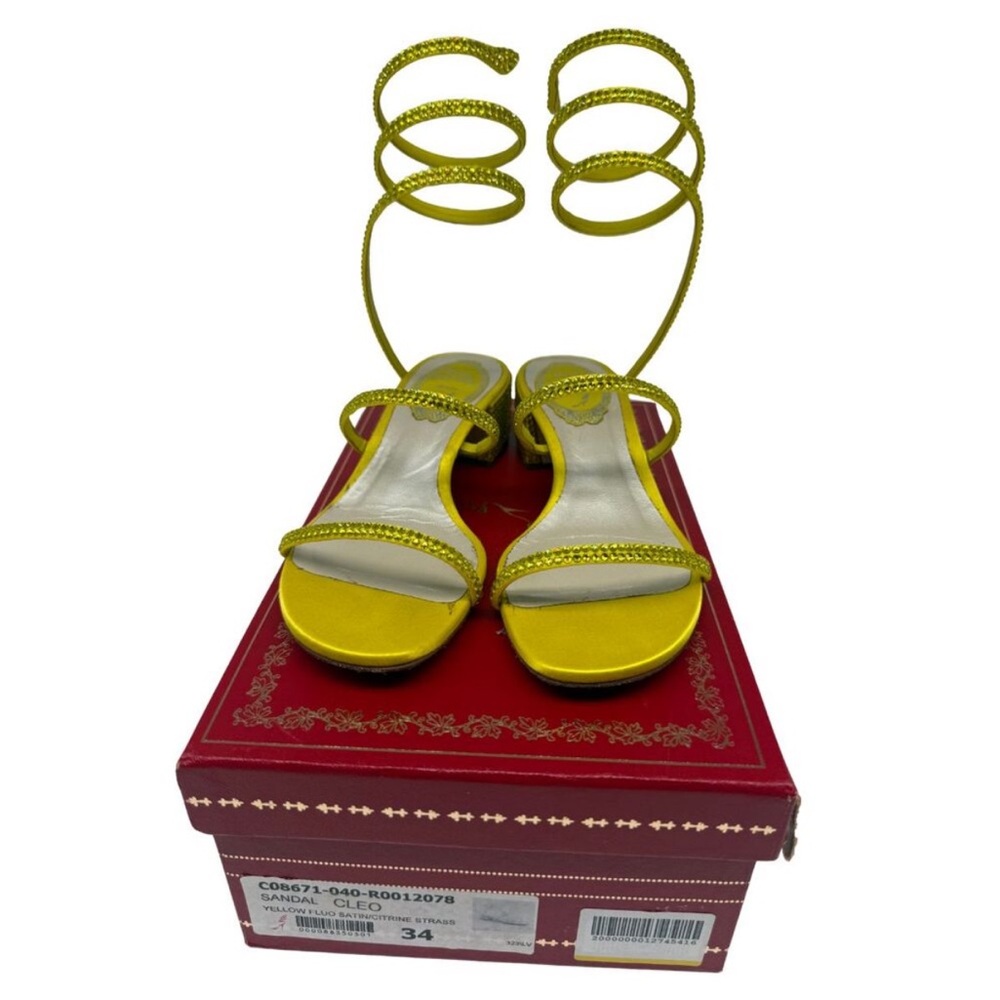 Rene Caovilla Yellow Spiral Heels